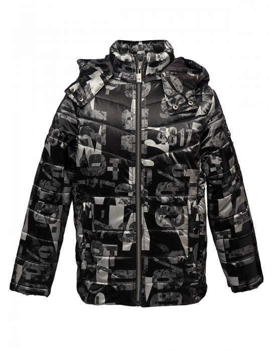 Printed Boys Jacket Printed Metallic Black Jacket 